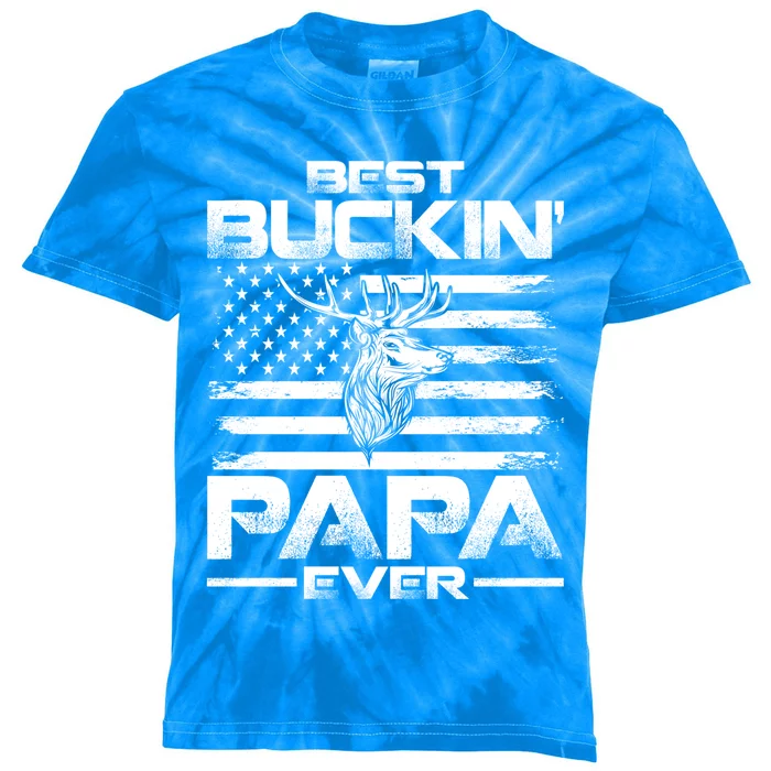 Usa Flag Best Buckin Papa Ever Deer Hunting Gift Kids Tie-Dye T-Shirt