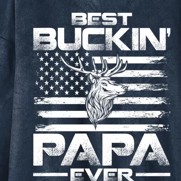 Usa Flag Best Buckin Papa Ever Deer Hunting Gift Hooded Wearable Blanket