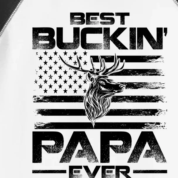 Usa Flag Best Buckin Papa Ever Deer Hunting Gift Toddler Fine Jersey T-Shirt