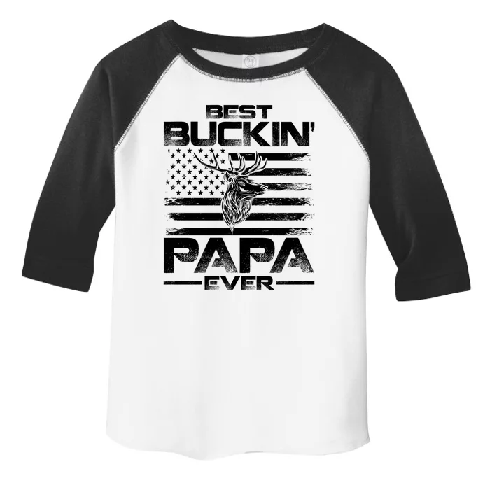 Usa Flag Best Buckin Papa Ever Deer Hunting Gift Toddler Fine Jersey T-Shirt