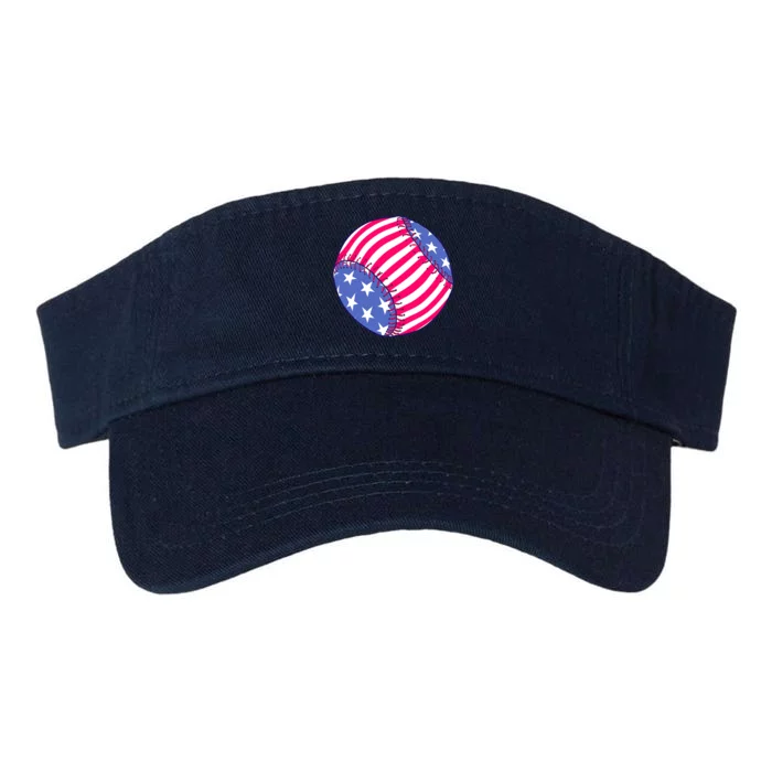 USA Flag Baseball Ball Sport Lover Gifts Valucap Bio-Washed Visor