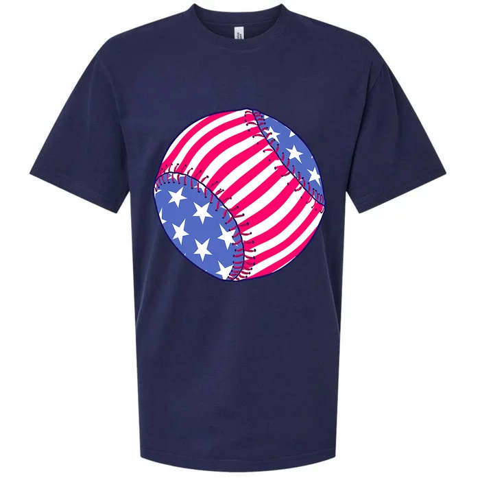 USA Flag Baseball Ball Sport Lover Gifts Sueded Cloud Jersey T-Shirt