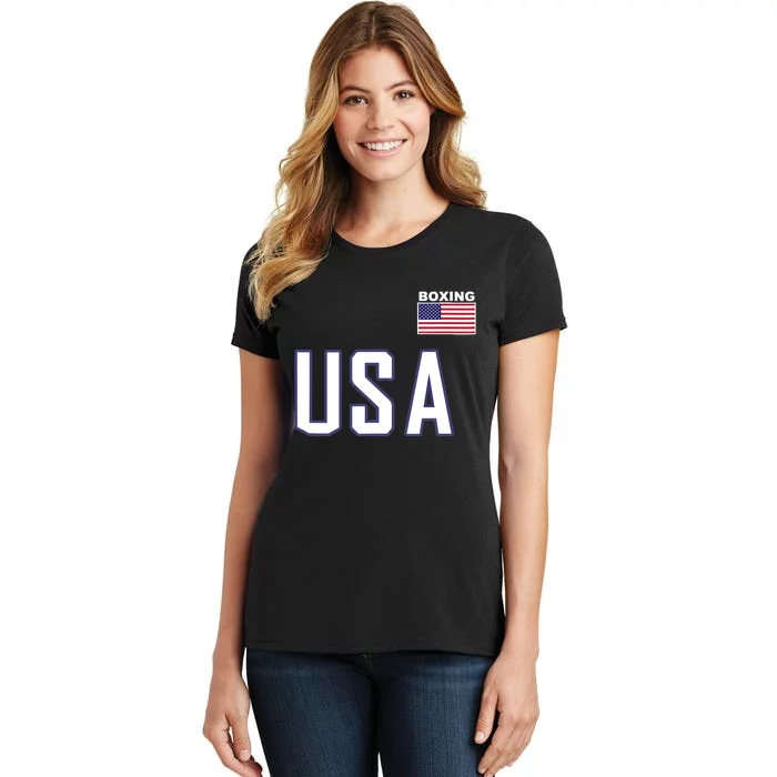 USA Flag Boxing Cool Boxer Training Equipment Women's T-Shirt