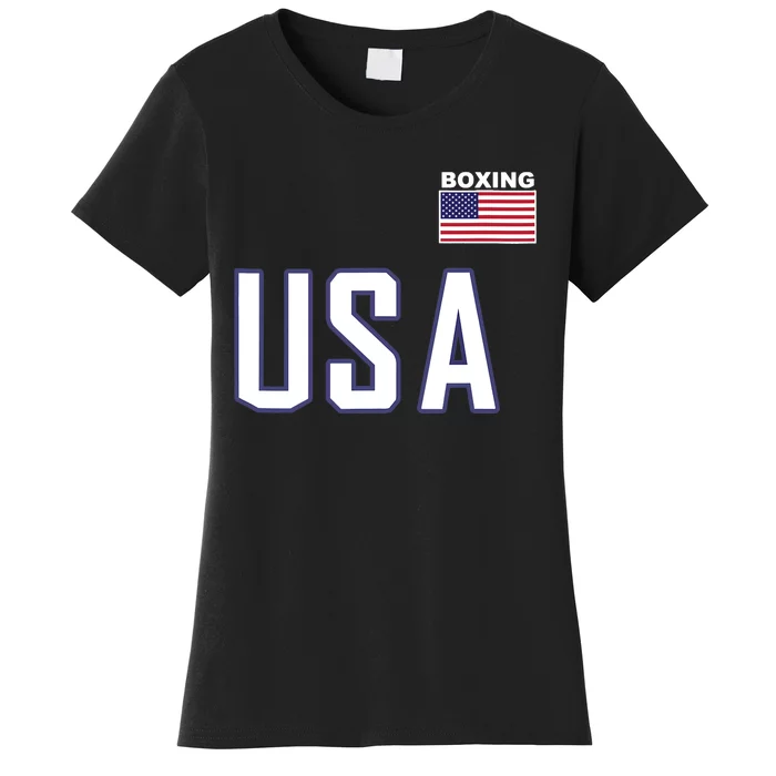 USA Flag Boxing Cool Boxer Training Equipment Women's T-Shirt