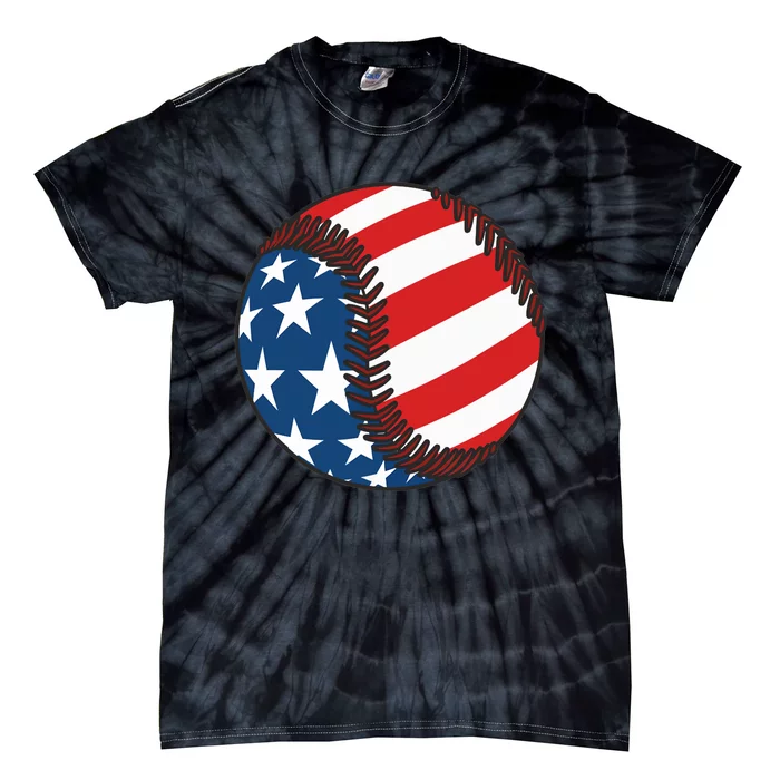 USA Flag Baseball Ball Sport Lover Gifts Idea Unisex Tie-Dye T-Shirt