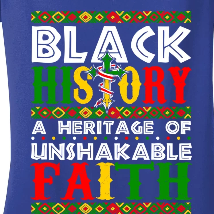 Unshakeable Faith Black History Month African Christian Gift Women's V-Neck T-Shirt