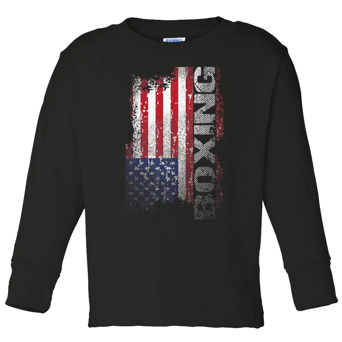 USA Flag Boxing  Boxer Gift Toddler Long Sleeve Shirt