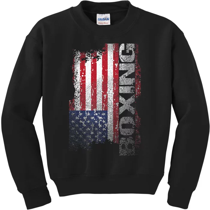 USA Flag Boxing  Boxer Gift Kids Sweatshirt