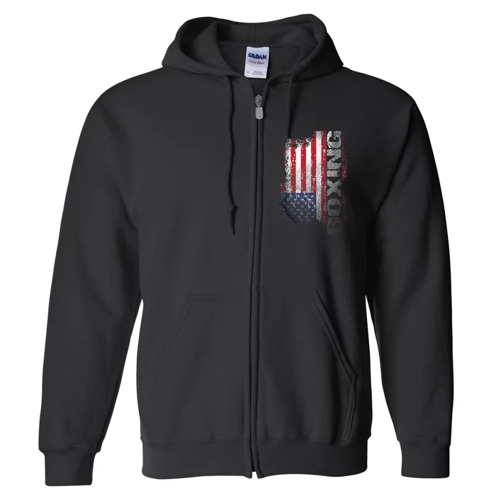 USA Flag Boxing  Boxer Gift Full Zip Hoodie