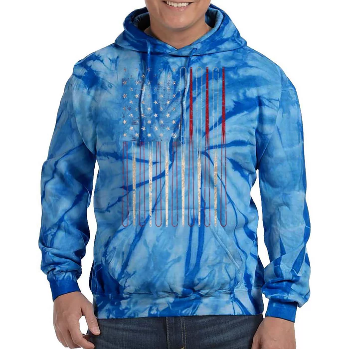 Us Flag Billiard Stick 4th Of July Patriotic Pool Player Gift Tie Dye Hoodie