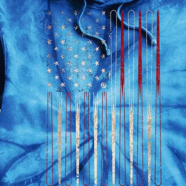 Us Flag Billiard Stick 4th Of July Patriotic Pool Player Gift Tie Dye Hoodie