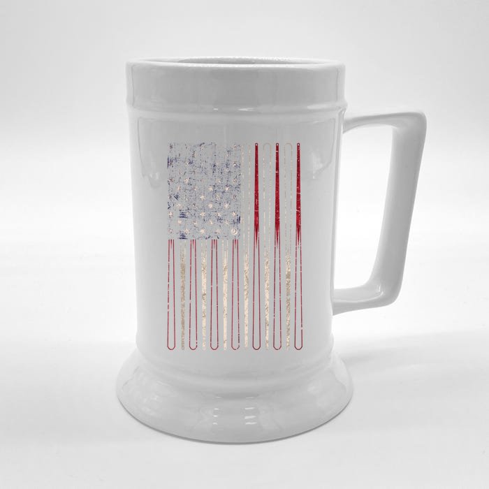 Us Flag Billiard Stick 4th Of July Patriotic Pool Player Gift Front & Back Beer Stein