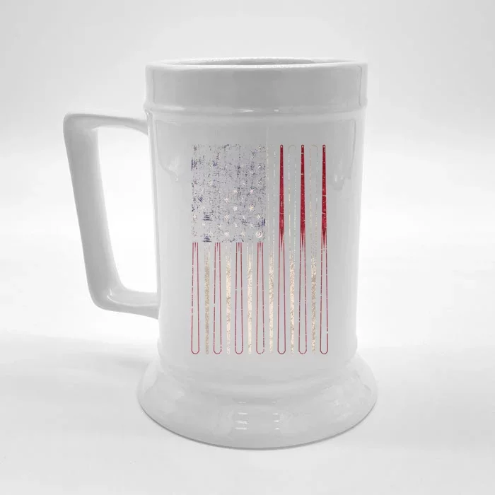 Us Flag Billiard Stick 4th Of July Patriotic Pool Player Gift Front & Back Beer Stein