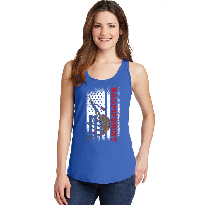 Us Flag Bagpiperist Gift Ladies Essential Tank