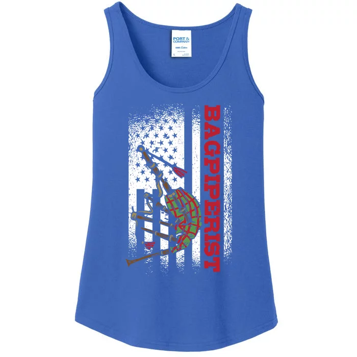 Us Flag Bagpiperist Gift Ladies Essential Tank