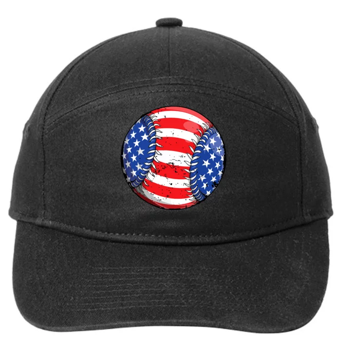 USA Flag Baseball Ball Sport Lover 7-Panel Snapback Hat