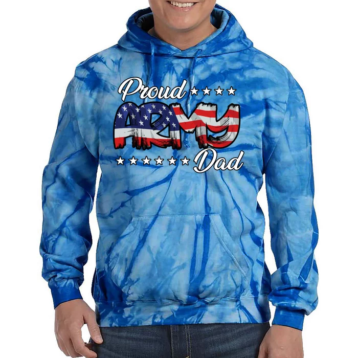 Us Flag Bold Proud Army Dad Gift Tie Dye Hoodie