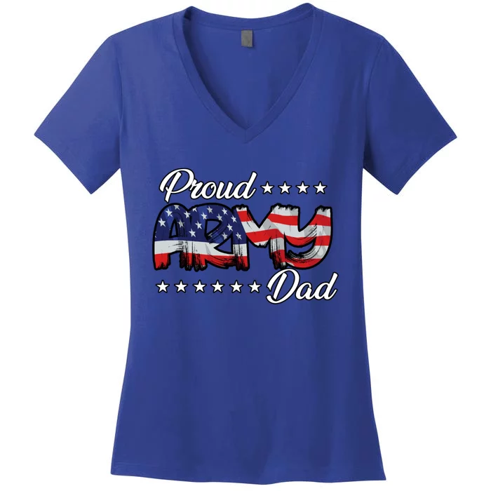 Us Flag Bold Proud Army Dad Gift Women's V-Neck T-Shirt