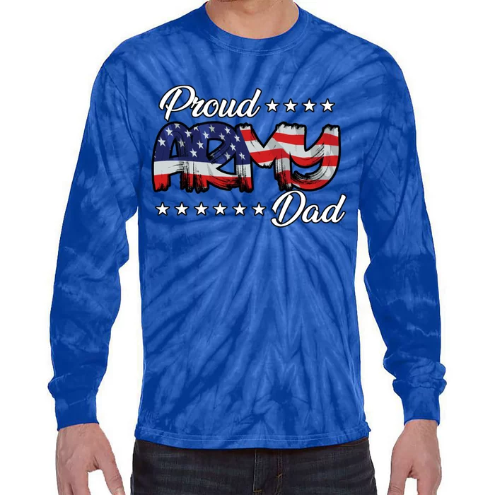 Us Flag Bold Proud Army Dad Cool Gift Tie-Dye Long Sleeve Shirt