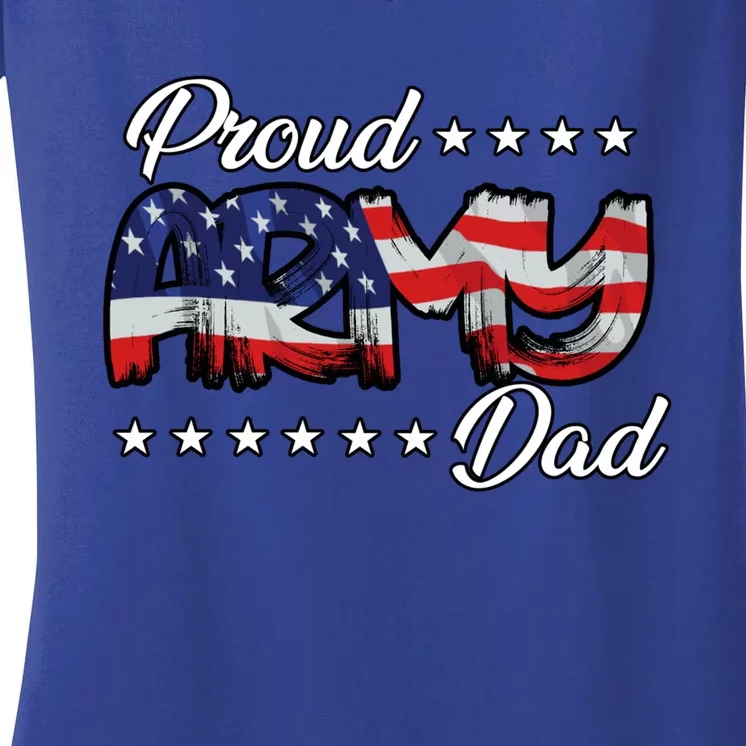 Us Flag Bold Proud Army Dad Cool Gift Women's V-Neck T-Shirt