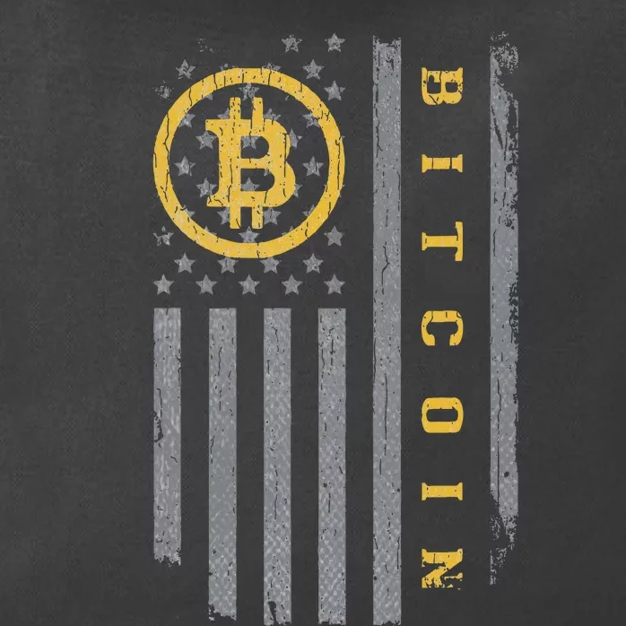 Usa Flag Bitcoin Distressed Digital Currency Btc Crypto Coin Zip Tote Bag