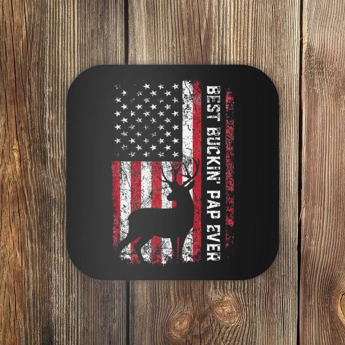 USA Flag Best Buckin Pap Ever Deer Hunting Fathers Day Coaster