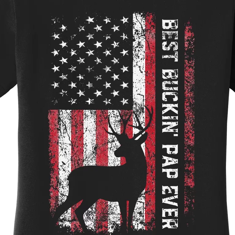 USA Flag Best Buckin Pap Ever Deer Hunting Fathers Day Women's T-Shirt