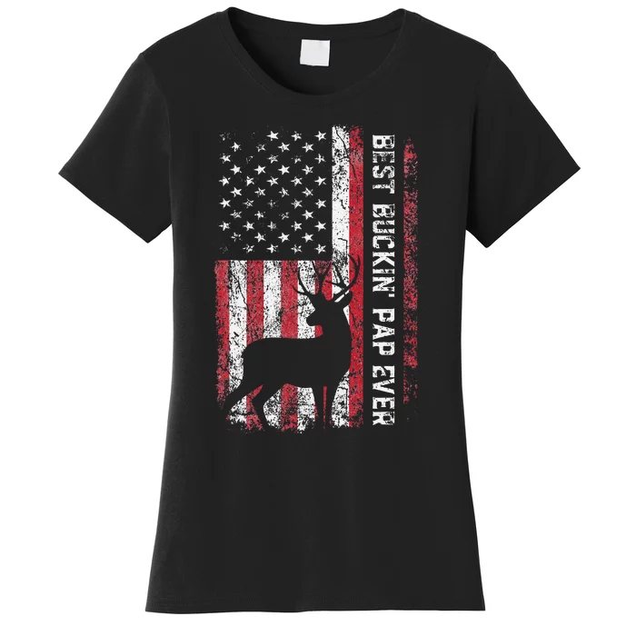 USA Flag Best Buckin Pap Ever Deer Hunting Fathers Day Women's T-Shirt