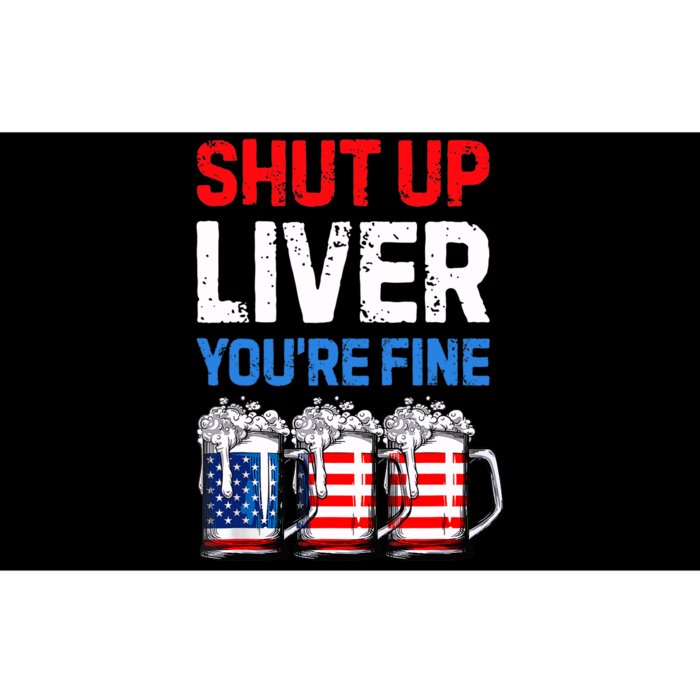 US Flag Beer Mug Funny 4th Of July Shut Up Liver You're Fine Bumper Sticker