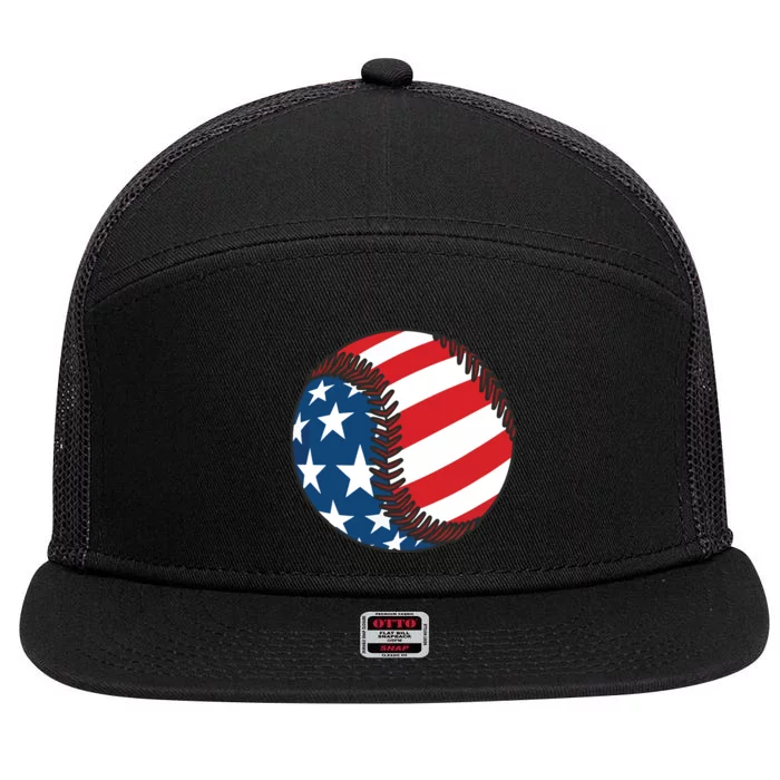 USA Flag Baseball Ball Sport Lover Gifts Idea Unisex 7 Panel Mesh Trucker Snapback Hat