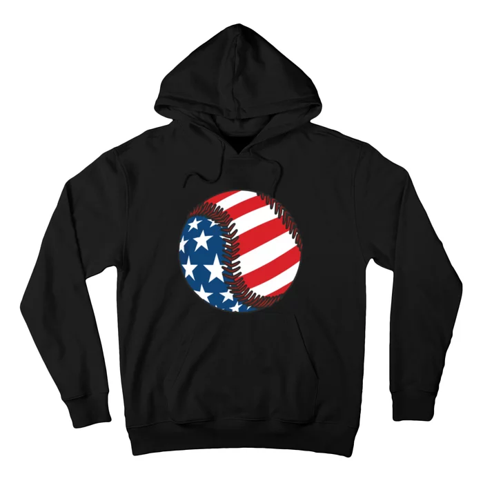 USA Flag Baseball Ball Sport Lover Gifts Idea Unisex Hoodie