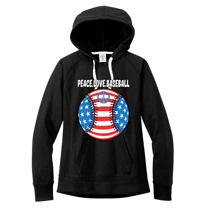 Usa Flag Baseball Peace Love Baseball Great Gift Women's Fleece Hoodie