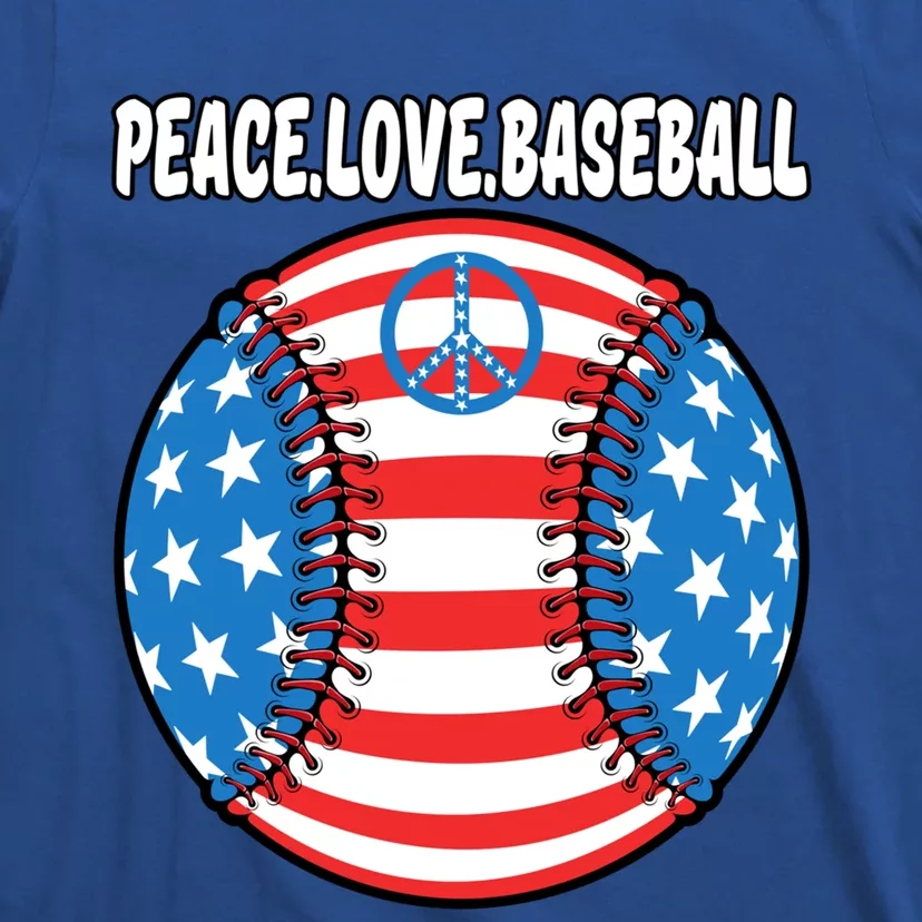 Usa Flag Baseball Peace Love Baseball Great Gift T-Shirt