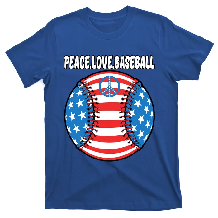 Usa Flag Baseball Peace Love Baseball Great Gift T-Shirt