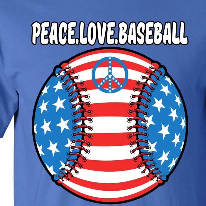 Usa Flag Baseball Peace Love Baseball Great Gift Tall T-Shirt