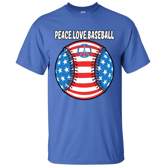 Usa Flag Baseball Peace Love Baseball Great Gift Tall T-Shirt