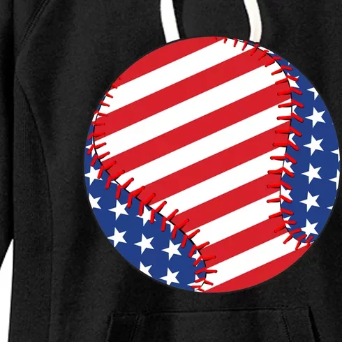 Usa Flag Baseball Funny Baseball Lover Gift Women's Fleece Hoodie