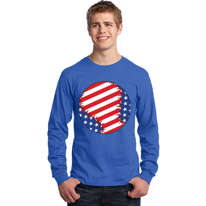 Usa Flag Baseball Funny Baseball Lover Gift Long Sleeve Shirt