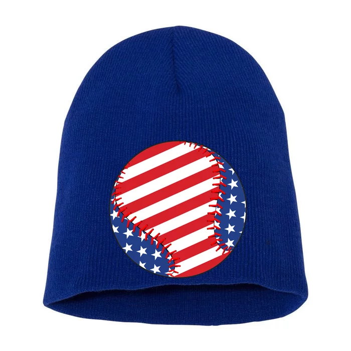 Usa Flag Baseball Funny Baseball Lover Gift Short Acrylic Beanie