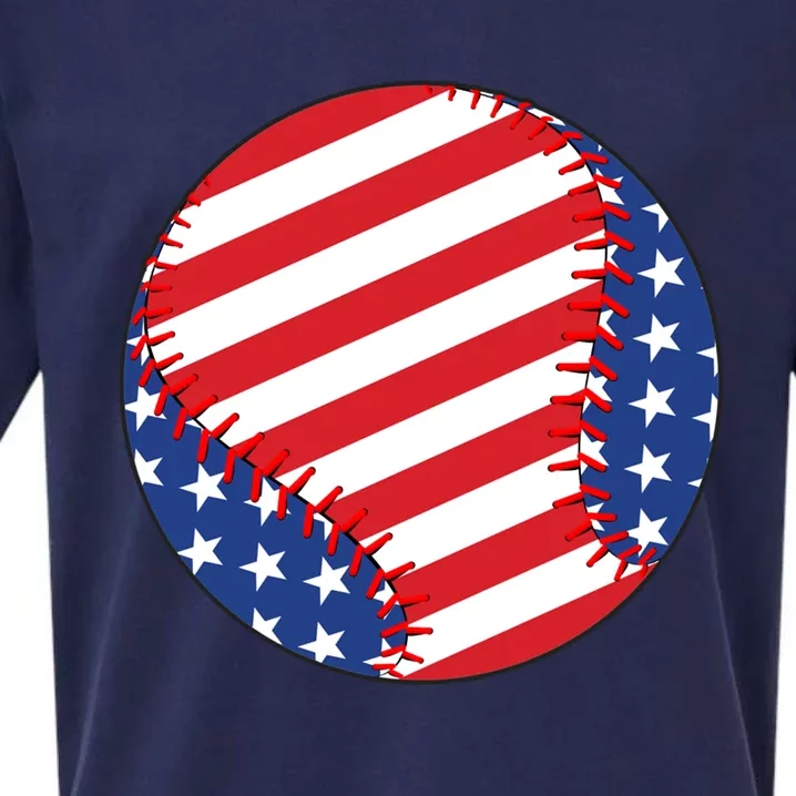 Usa Flag Baseball Funny Baseball Lover Gift Sueded Cloud Jersey T-Shirt