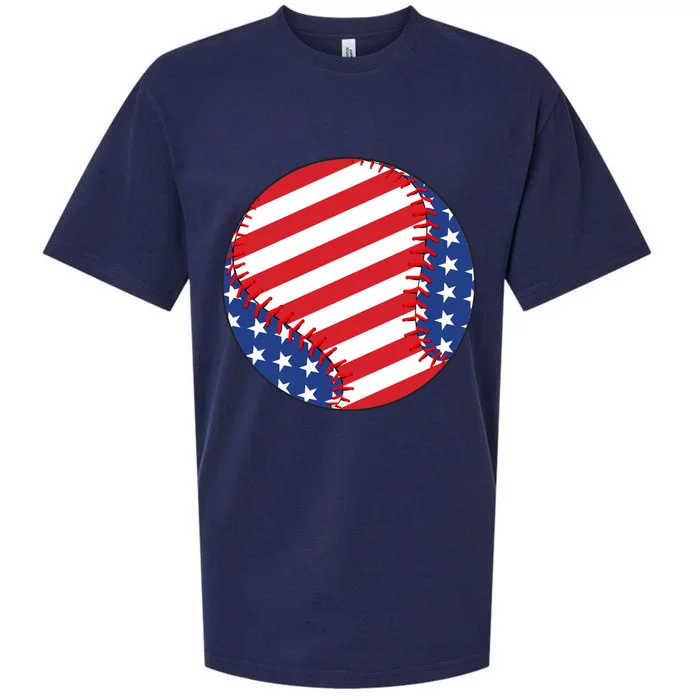 Usa Flag Baseball Funny Baseball Lover Gift Sueded Cloud Jersey T-Shirt