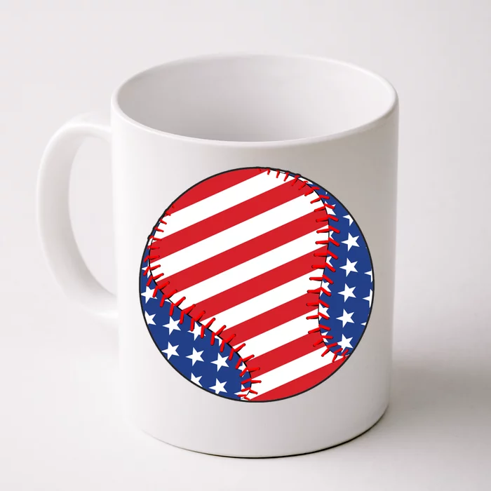 Usa Flag Baseball Funny Baseball Lover Gift Front & Back Coffee Mug