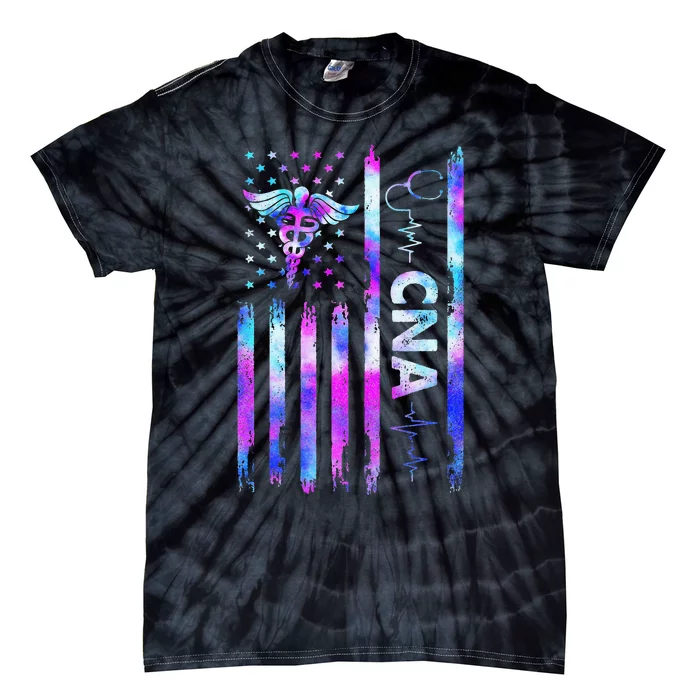 US Flag CNA Cute Certified Nursing Assistant Tie-Dye T-Shirt