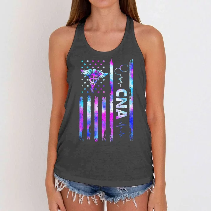 US Flag CNA Cute Certified Nursing Assistant Women's Knotted Racerback Tank