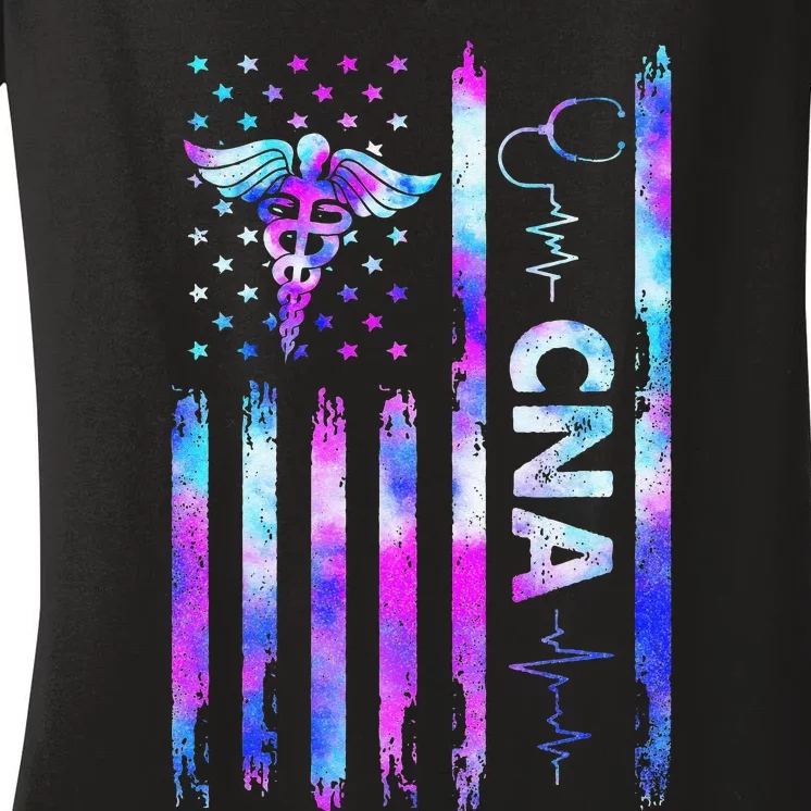 US Flag CNA Cute Certified Nursing Assistant Women's V-Neck T-Shirt