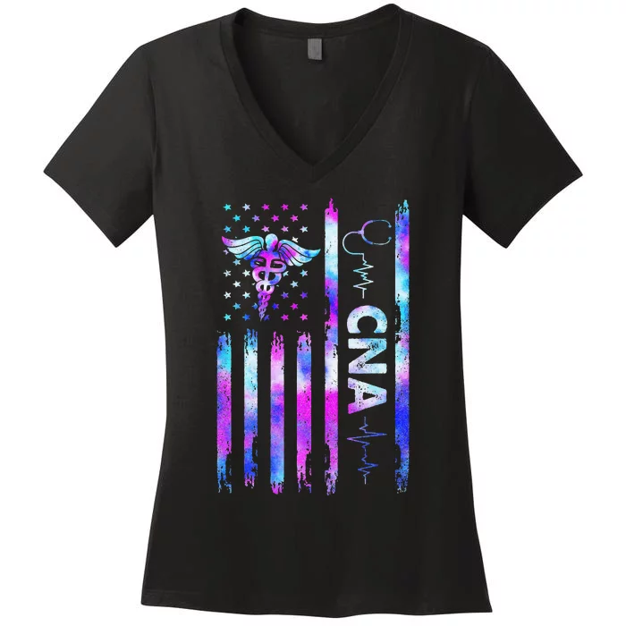 US Flag CNA Cute Certified Nursing Assistant Women's V-Neck T-Shirt