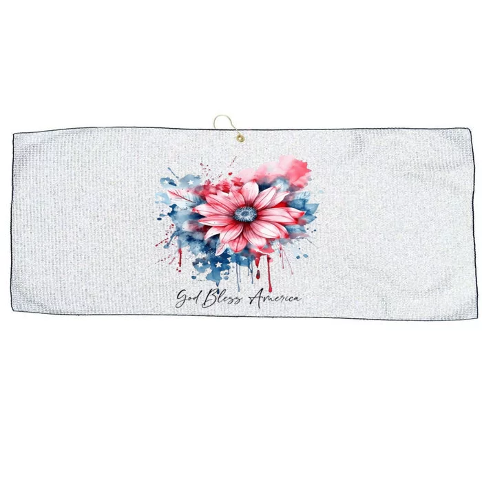 USA Flag Colors Flowers God Bless America Patriotic Floral Large Microfiber Waffle Golf Towel