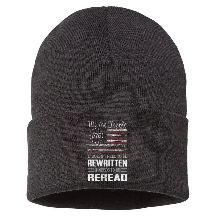 Us Flag Constitution Of The Usa Needs To Be Reread Sustainable Knit Beanie