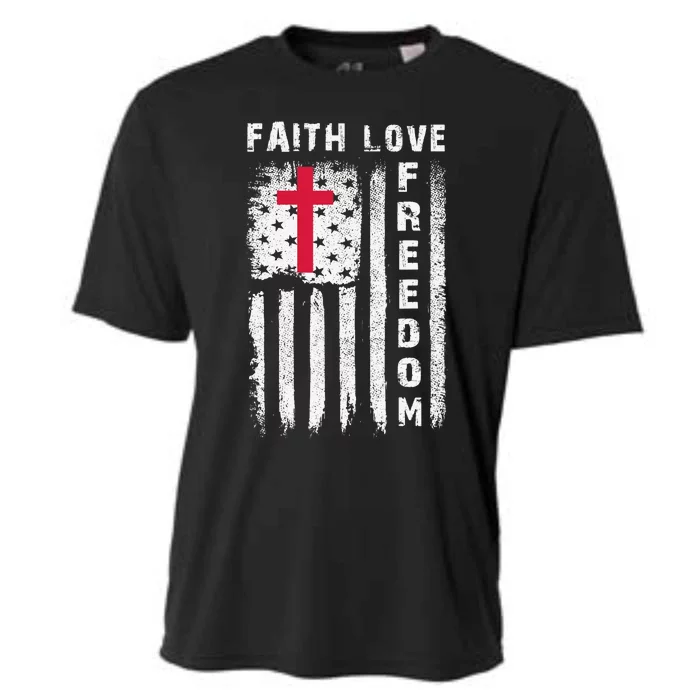 USA Flag Christian - Faith Family Freedom Cooling Performance Crew T-Shirt