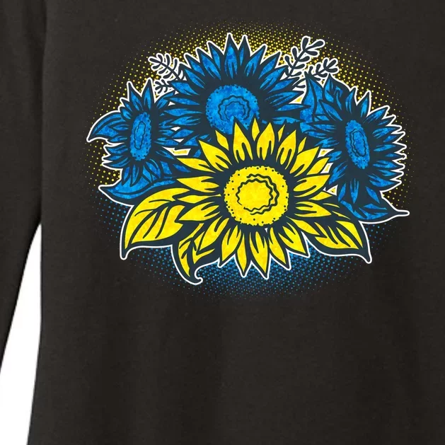 Ukrainian Flag Colors Sunflowers Stand With Ukraine Womens CVC Long Sleeve Shirt